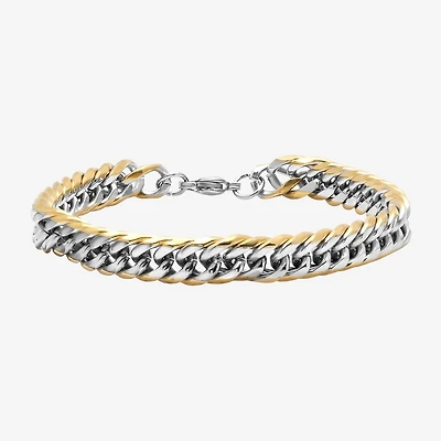 Steeltime Mens 18K Gold Over Stainless Steel Solid Hypoallergenic 8 1/2 Inch Link Bracelet