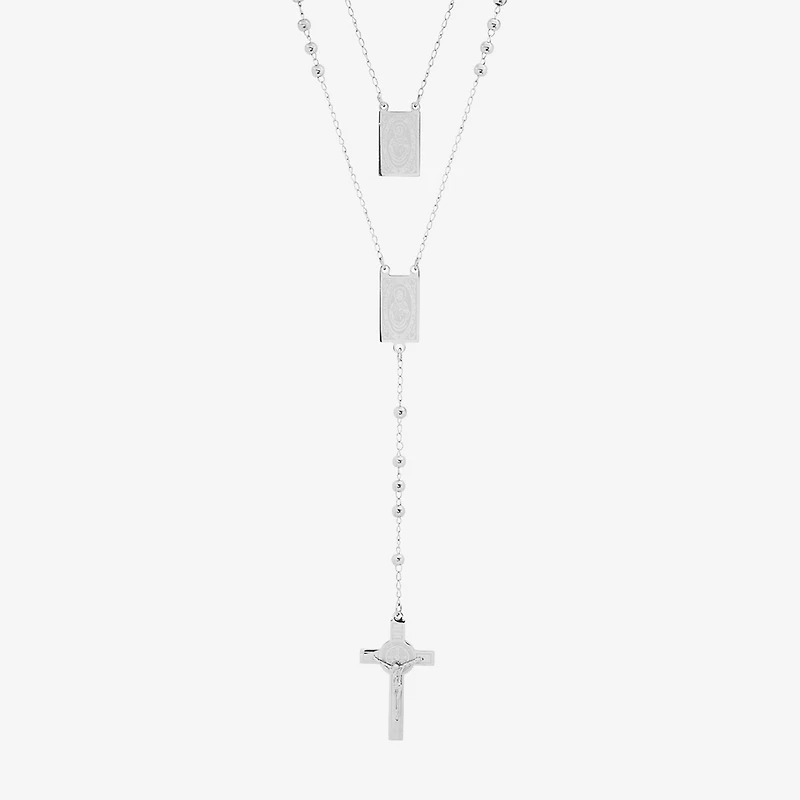 Steeltime Mens Stainless Steel Hypoallergenic 19 Inch Rosary Necklace