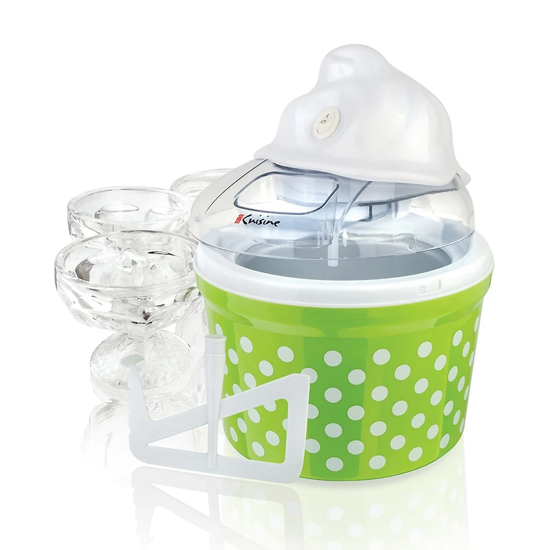 Euro Cuisine Automatic Ice Cream Gelato Sorbet & Frozen Yogurt Maker with 4 Glass Cup