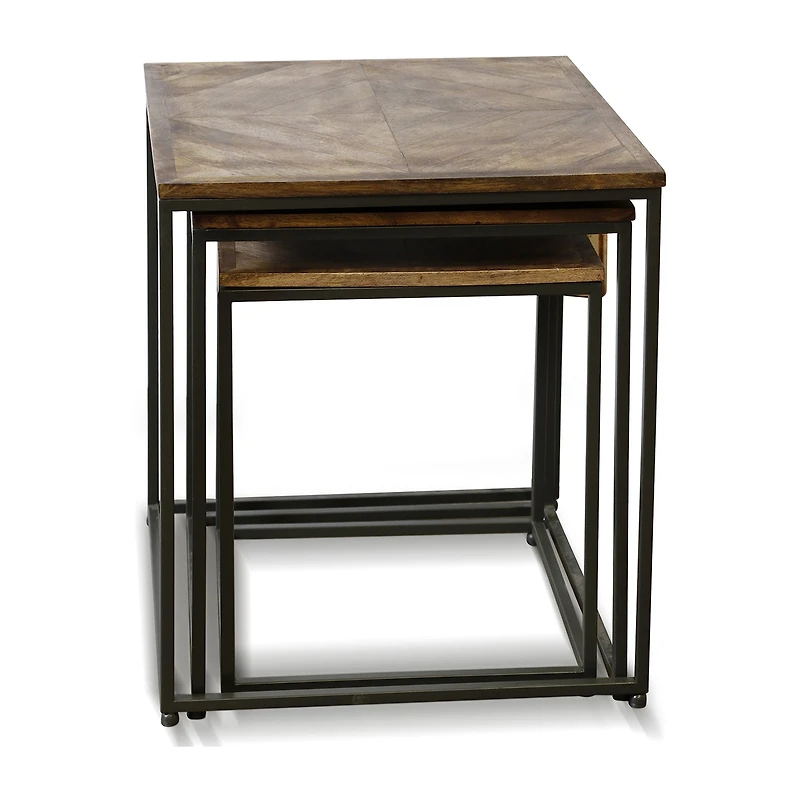 StyleCraft Logan Dark Wood Nested Side Tables - Set of 3