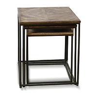 StyleCraft Logan Dark Wood Nested Side Tables - Set of 3