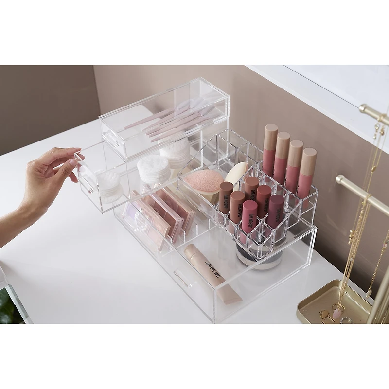 Home Expressions Small Acrylic Makeup 1-Drawer Single Compartment Drawer Storage