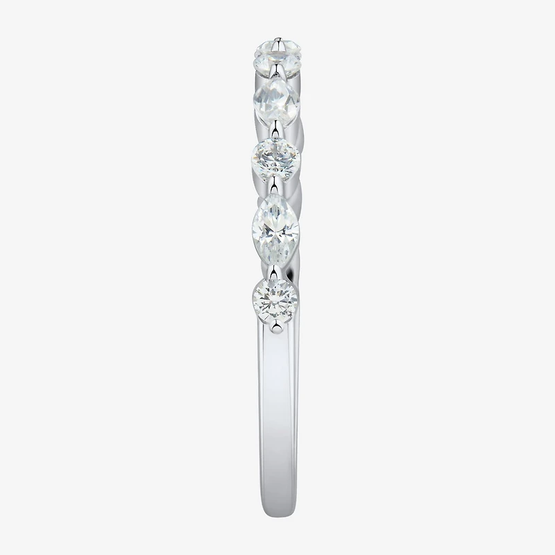 (H-I / Si1-Si2) Womens 1/2 CT. T.W. Lab Grown White Diamond 10K Gold Marquise Wedding Band