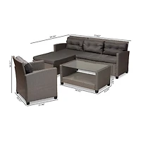 Baxton Studio Darian Rattan 4-Piece Patio Set
