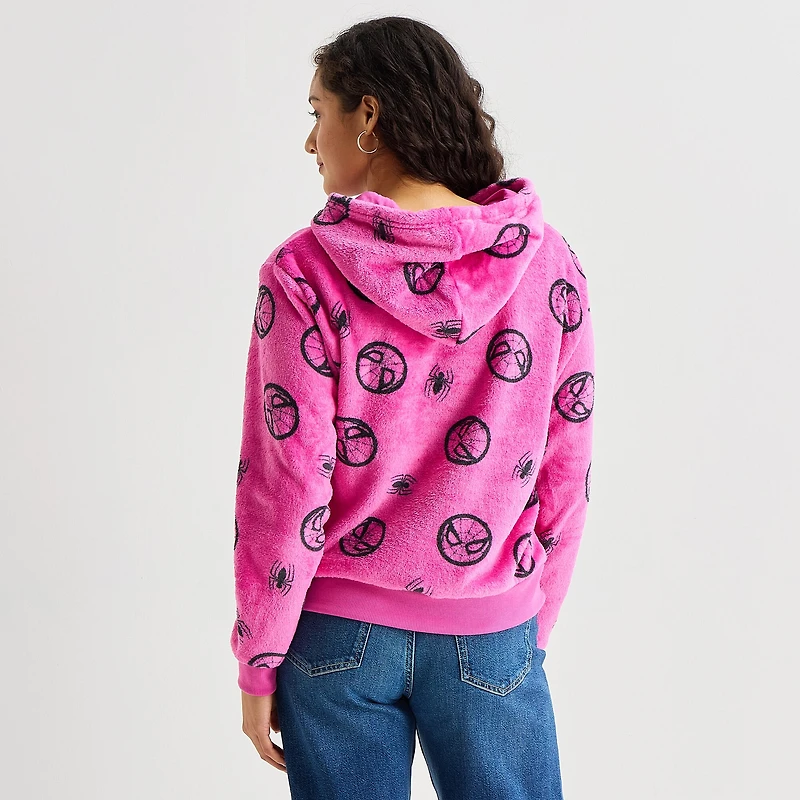 Spiderman Fleece Hoodie Womens Juniors Long Sleeve