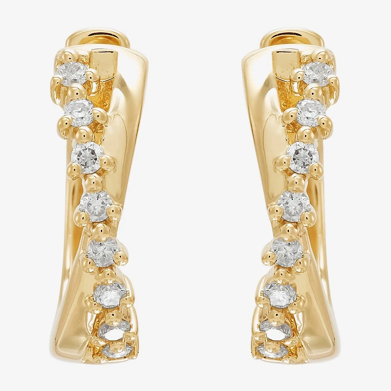 Limited Quantities! Womens 1/6 CT. T.W. Natural White Diamond 14K Gold 14.7mm Hoop Earrings