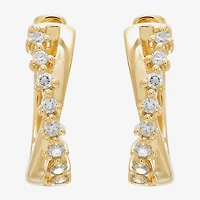 Limited Quantities! Womens 1/6 CT. T.W. Natural White Diamond 14K Gold 14.7mm Hoop Earrings