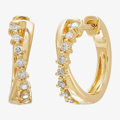 Limited Quantities! Womens 1/6 CT. T.W. Natural White Diamond 14K Gold 14.7mm Hoop Earrings