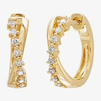 Limited Quantities! Womens 1/6 CT. T.W. Natural White Diamond 14K Gold 14.7mm Hoop Earrings