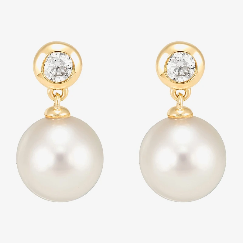 Limited Quantities! Womens 1/5 CT. Genuine White Cultured Freshwater Pearl 14K Gold Drop Earrings