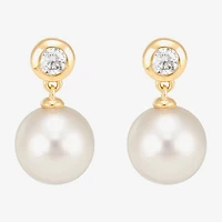 Limited Quantities! Womens 1/5 CT. Genuine White Cultured Freshwater Pearl 14K Gold Drop Earrings