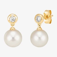 Limited Quantities! Womens 1/5 CT. Genuine White Cultured Freshwater Pearl 14K Gold Drop Earrings