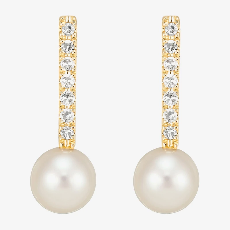 Limited Quantities! Womens 1/10 CT. T.W. Genuine White Cultured Freshwater Pearl 14K Gold Drop Earrings