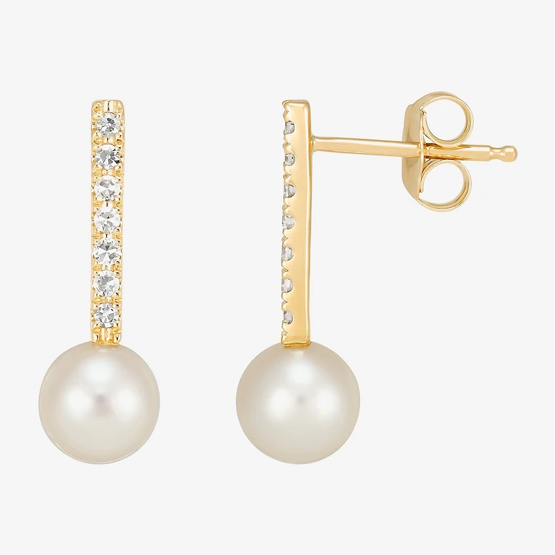 Limited Quantities! Womens 1/10 CT. T.W. Genuine White Cultured Freshwater Pearl 14K Gold Drop Earrings