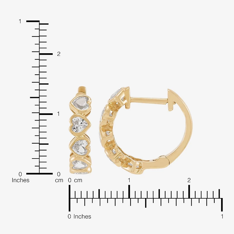 Limited Quantities! Womens Lab Created White Sapphire 14K Gold 14.7mm Heart Hoop Earrings