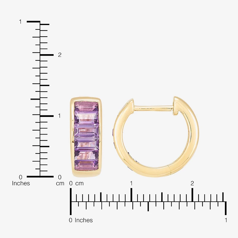Limited Quantities! Womens Genuine Purple Amethyst 14K Gold 12.5mm Hoop Earrings