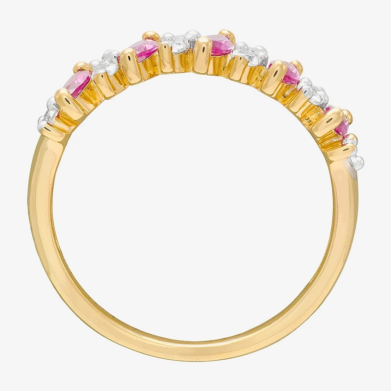 Limited Quantities! Womens 5.5MM Lab Created Red Ruby 14K Gold Over Silver Band