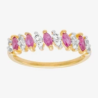 Limited Quantities! Womens 5.5MM Lab Created Red Ruby 14K Gold Over Silver Band