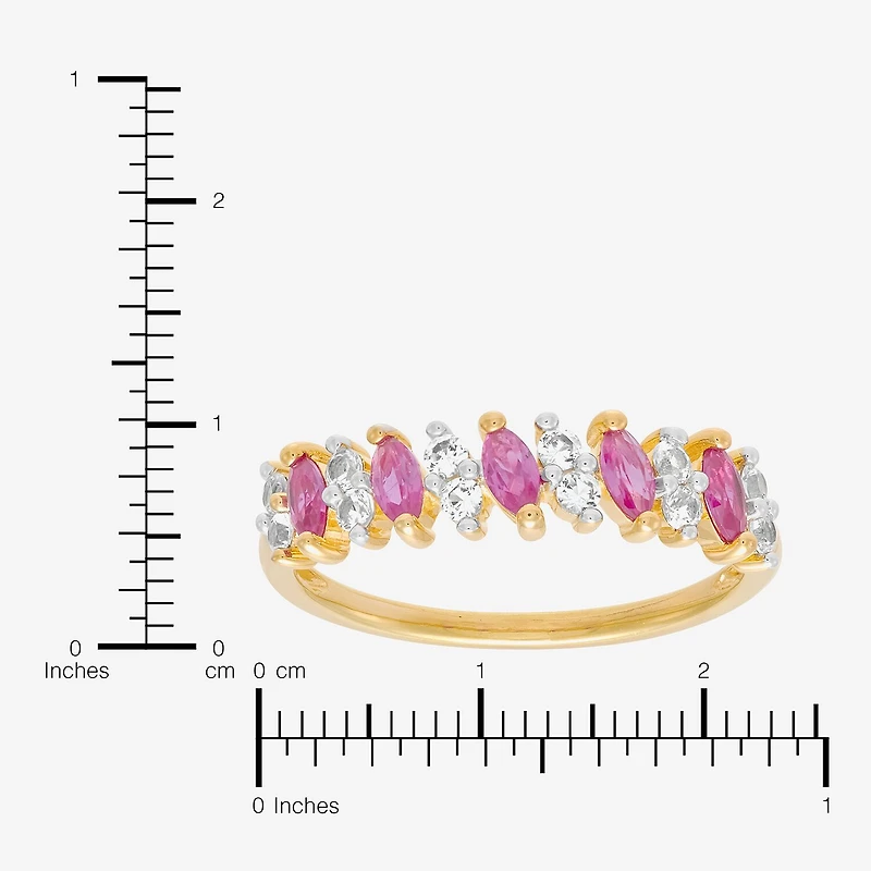 Limited Quantities! Womens 5.5MM Lab Created Red Ruby 14K Gold Over Silver Band
