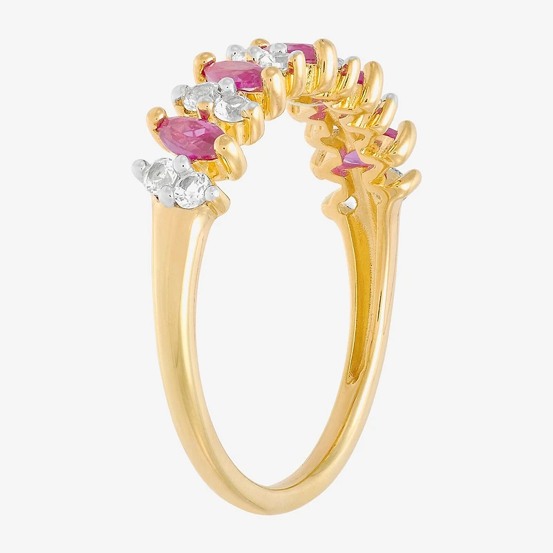 Limited Quantities! Womens 5.5MM Lab Created Red Ruby 14K Gold Over Silver Band