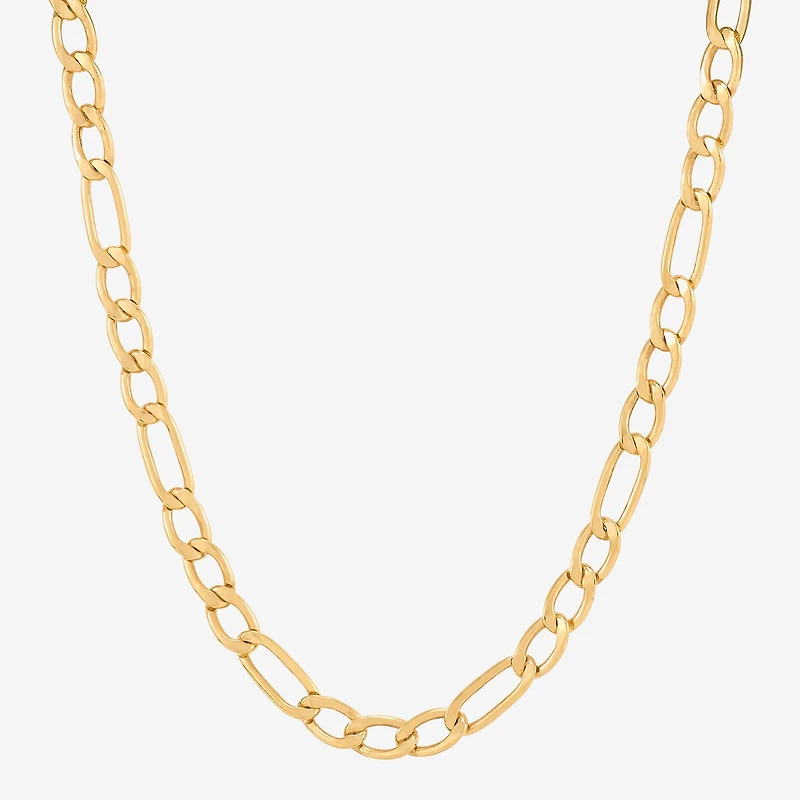 Bonded Brilliance Womens 14K Gold Bonded With Sterling Silver 20 Inch Figaro Chain Necklace