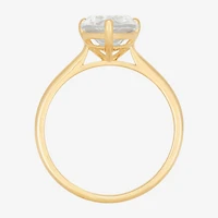 Womens White Cubic Zirconia 10K Gold Pear Solitaire Cocktail Ring