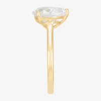 Womens White Cubic Zirconia 10K Gold Pear Solitaire Cocktail Ring