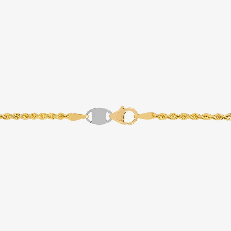 Bonded Brilliance Womens 14K Gold Bonded With Sterling Silver 7.5 Inch Solid Rope Chain Bracelet