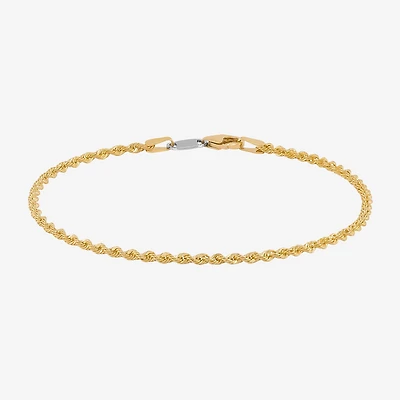 Bonded Brilliance Womens 14K Gold Bonded With Sterling Silver 7.5 Inch Solid Rope Chain Bracelet