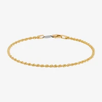 Bonded Brilliance Womens 14K Gold Bonded With Sterling Silver 7.5 Inch Solid Rope Chain Bracelet