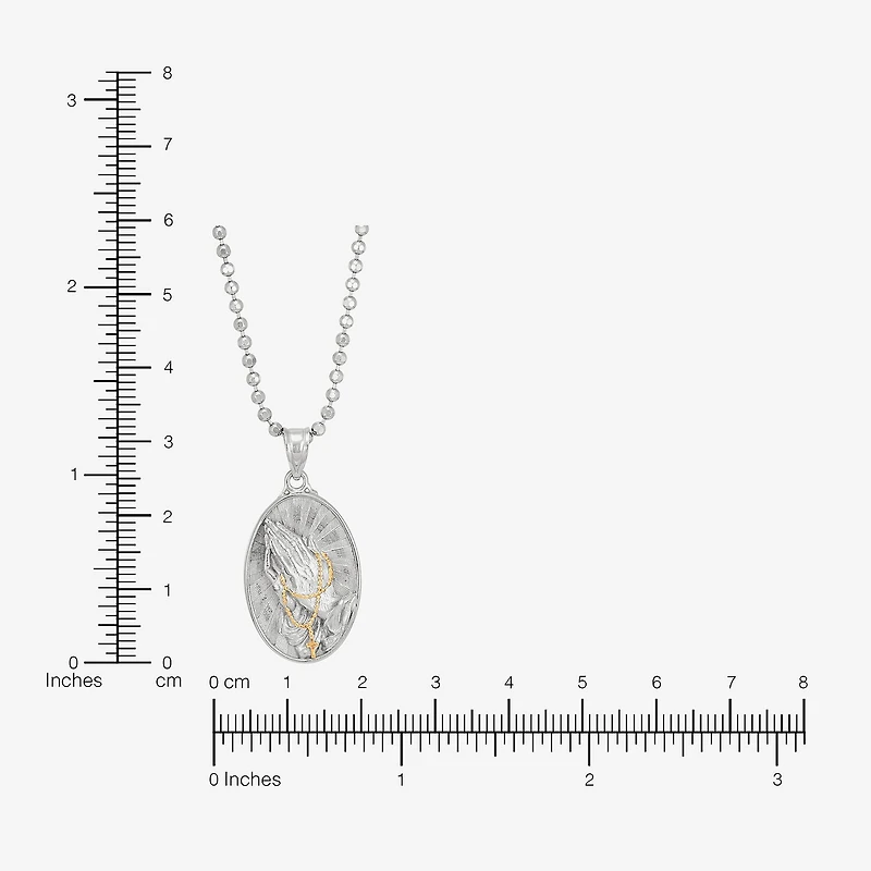 Praying Medal Mens 14K Gold Over Silver Oval 18 Inch Pendant Necklace