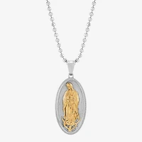 Mens Sterling Silver Oval 18 Inch Pendant Necklace