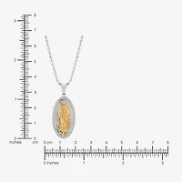 Mens Sterling Silver Oval 18 Inch Pendant Necklace