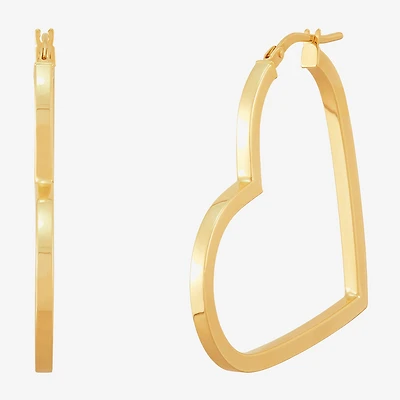 Limited Quantities! Womens 10K Gold 24mm Heart Hoop Earrings