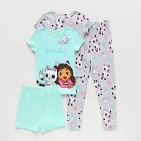 Little & Big Kid Girls Gabby's Dollhouse Crew Neck Short Sleeve 4-pc. Pajama Set