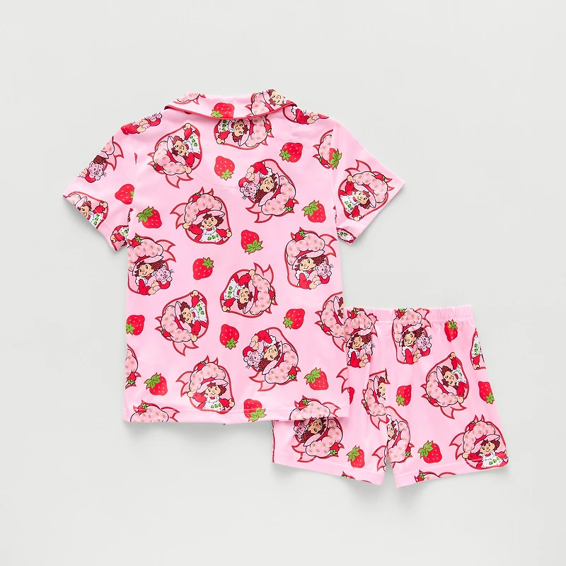 Little & Big Kid Girls Strawberry Shortcake V-Neck Short Sleeve 2-pc. Pajama Set