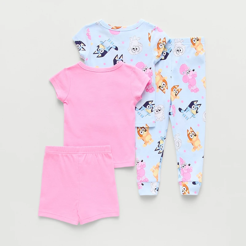 Toddler Girls Bluey Crew Neck Short Sleeve 4-pc. Pajama Set