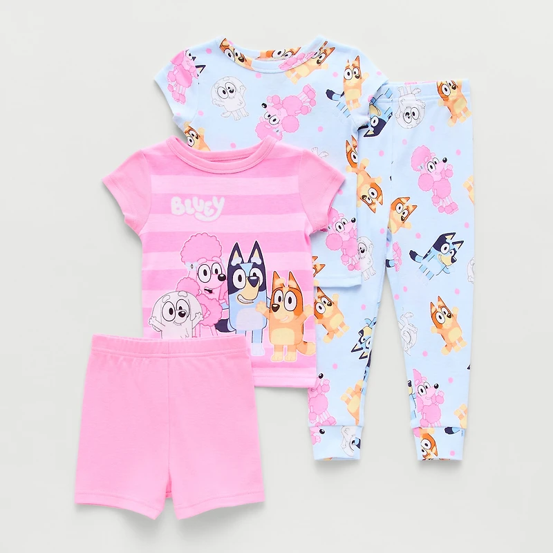Toddler Girls Bluey Crew Neck Short Sleeve 4-pc. Pajama Set
