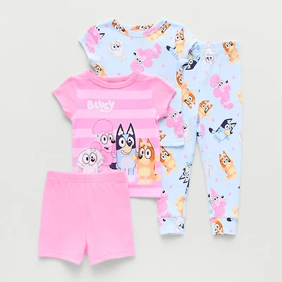 Toddler Girls Bluey Crew Neck Short Sleeve 4-pc. Pajama Set