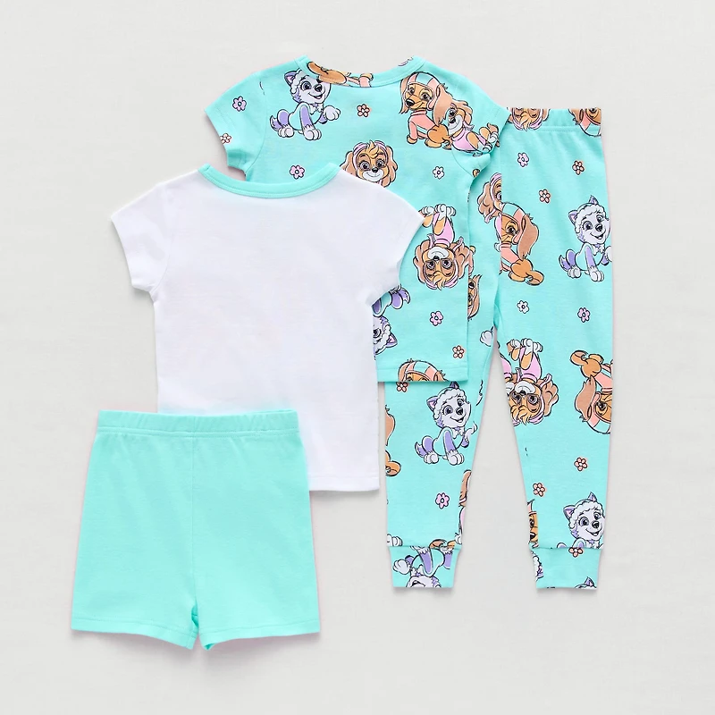 Toddler Girls Paw Patrol Crew Neck Short Sleeve 4-pc. Pajama Set