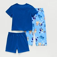 Toddler Boys Bluey Crew Neck Short Sleeve 3-pc. Pajama Set