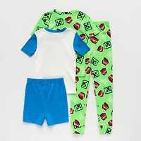 Little & Big Kid Boys Minecraft Crew Neck Short Sleeve 4-pc. Pajama Set