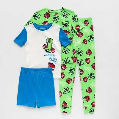 Little & Big Kid Boys Minecraft Crew Neck Short Sleeve 4-pc. Pajama Set
