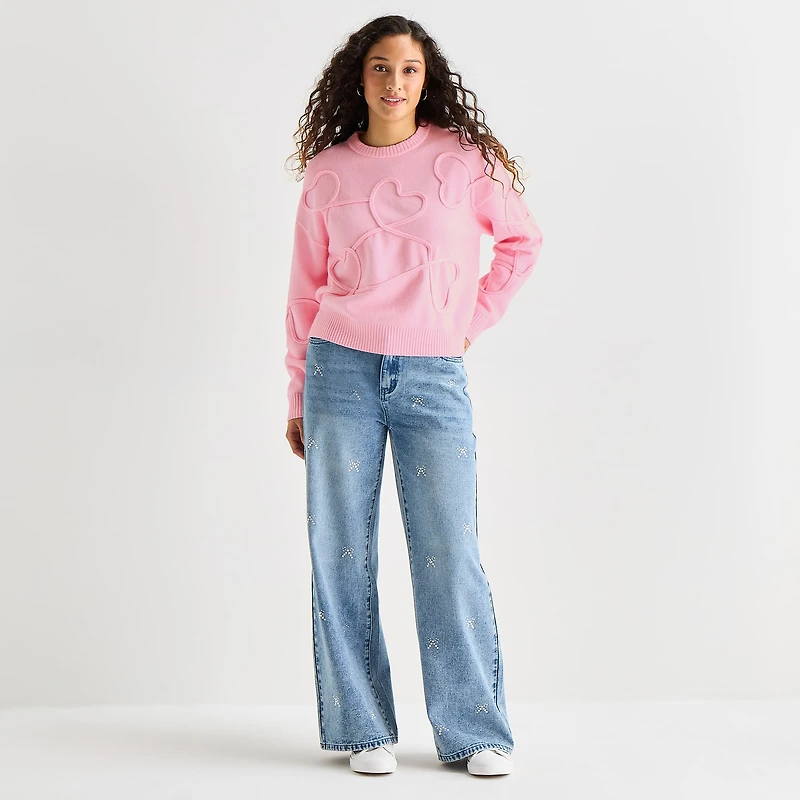 Forever 21 Juniors Womens Crew Neck Long Sleeve Pullover Sweater