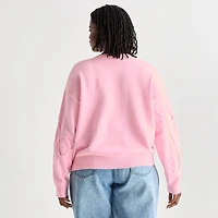 Forever 21 Juniors Plus Womens Crew Neck Long Sleeve Pullover Sweater