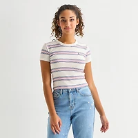 Arizona Womens Juniors Round Neck Short Sleeve Regular Fit Graphic T-Shirt