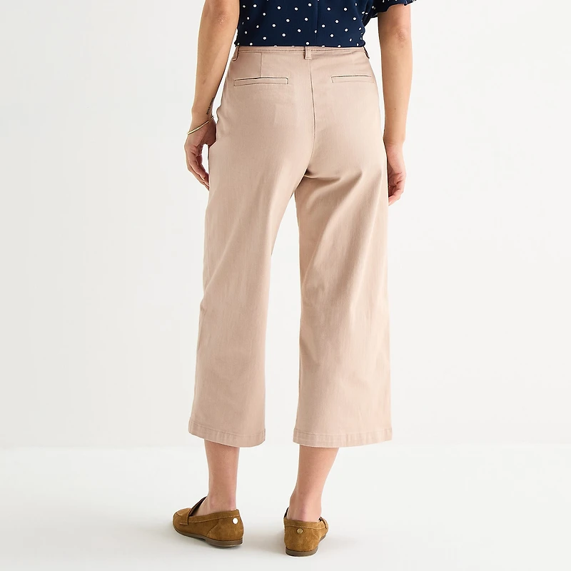 Liz Claiborne Womens Wide Leg Mid Rise Cropped Pant