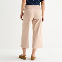 Liz Claiborne Womens Wide Leg Mid Rise Cropped Pant
