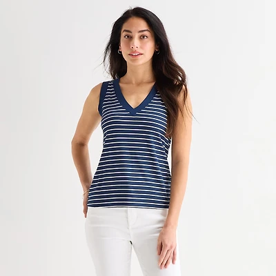 St. John's Bay Womens V Neck Sleeveless Blouse