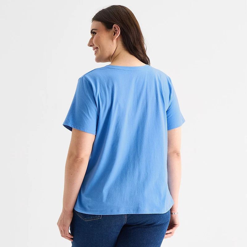a.n.a Womens Plus V Neck Short Sleeve T-Shirt
